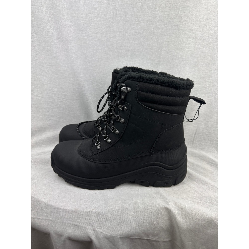 All in Motion Mens Waterproof Winter Boots Black Faux Fur Lined Size 11 NEW